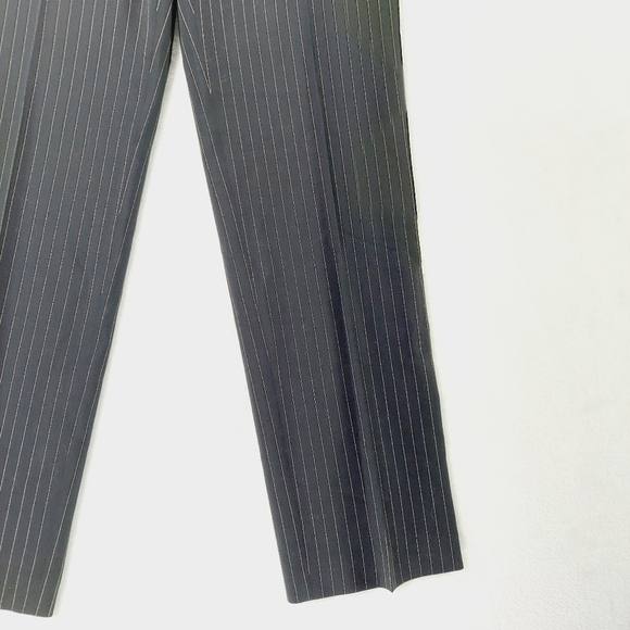 Max Mara Straight Leg Zip Button Closure Women White Stripe Trouser Pants P3652 - Picture 3 of 9